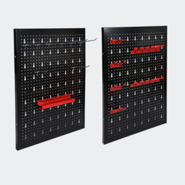 Gereedschapswand 120x60cm gemaakt van 3 geperforeerde panelen met 17 verschillende haken