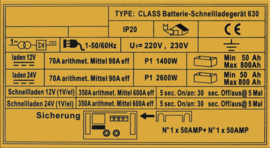 Accu-Lader - Class Booster 630, voor 12Volt & 24Volt