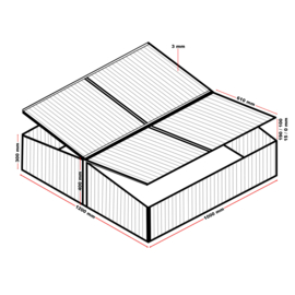 Aluminium kas 100x120x40cm; Dubbel klapdak plantenkas; Alu frame.