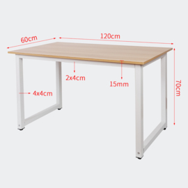 Schrijftafel, Bureau 120x60x70cm eiken kleur met MDF tafelblad.