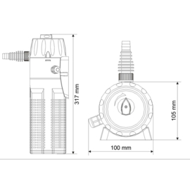 SunSun CUP-609 interne filter voor aquaria - 2000l/h, 9 Watt UVC-zuiveraar.
