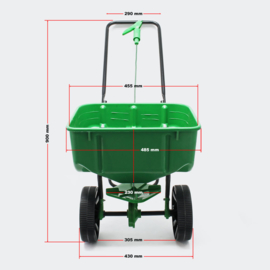 Strooier 25kg met kunststof banden voor kunstmest, zaden, kalk of strooizout.