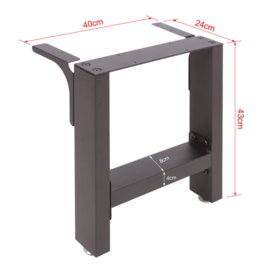 Tafelpoten 40x43 cm gepoedercoat zwart frame voor bijzettafel.