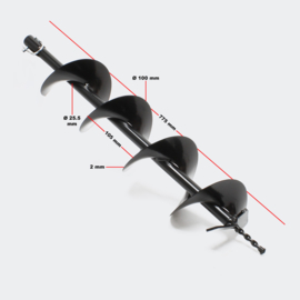 Grondboor met een diameter van 100 mm, gemaakt van gietijzer; Spiraal.