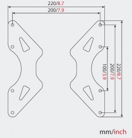 VESA Wandhouder adapterplaat van 75/100 naar 200/100