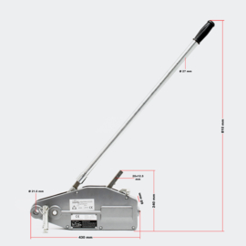 Kabeltrekker tot 800 kg met 20m kabel Ø8,3mm voor trekken, spannen en hijsen.