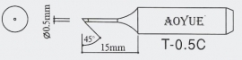 T-0.5C AOYUE e.a. Soldeerpunt R 0,5mm / 45°