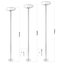 Professionele danspaal, rond 45mm, staal en in hoogte verstelbaar.