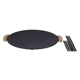 Dutch oven; Grillplaat rond Ø44cm, poothoogte: 20 en 32 cm.