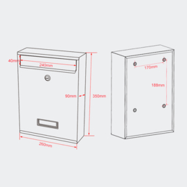 Brievenbus; Wandbrievenbus, Mailbox Type V10 wit