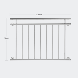 Frans Balkonleuning/Hekwerk; roestvast staal 90x128cm.