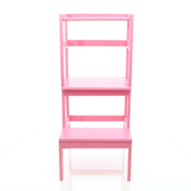 Toboli leertoren, leerstoel roze van hout 43x40x91cm