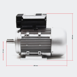 1-fase. Elektromotor 2-polig 230V 1,5kW, 2 PK met aanloopcondensator