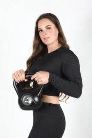 LUXTRI Kettlebell 10 kg zwart kogelgewicht cementvulling krachttraining