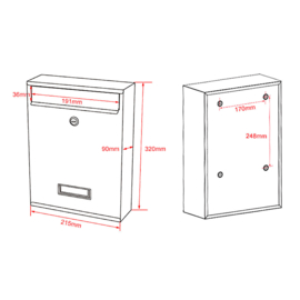 Brievenbus; Wandbrievenbus, Mailbox Type V11 antraciet