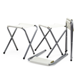 Aluminium campingzitset 5 delig. Tafel met vier stoelen, krukjes.