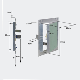 Inspectieluik aluminium frame 30x30cm gipsplaat inspectiedeur gipsbouw