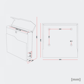 Design brievenbus V19 wit met geïntegreerde krantenrol.