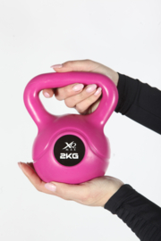 LUXTRI Kettlebell 2 kg roze kogelgewicht met cementvulling