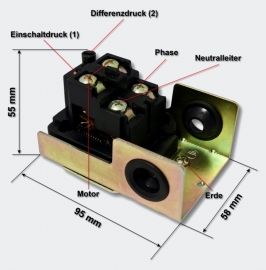 Mechanische drukschakelaar voor compressor - SK-5, 230V, Pressostaat