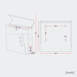 Design brievenbus V24 antraciet met geïntegreerde krantenrol.