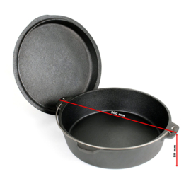 Dutch oven; Gietijzeren vuurpot met deksel, 6 liter.