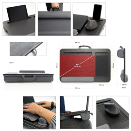 Toboli laptopkussen zwart 55x36x8 cm, 17", muismat, telefoon, tablet.