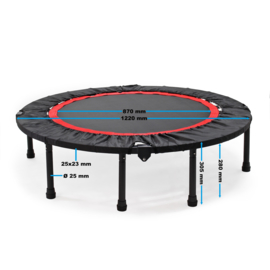 Fitness trampoline Ø1220 mm tot 150kg opvouwbaar voor full body training.