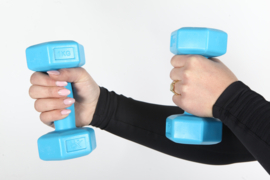 LUXTRI Dumbbells set 2x 2 kg blauw halters gewichten krachttraining