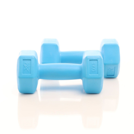 LUXTRI Dumbbells set 2x 2 kg blauw halters gewichten krachttraining