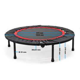 Fitness trampoline Ø1035 mm tot 150kg opvouwbaar voor full body training.