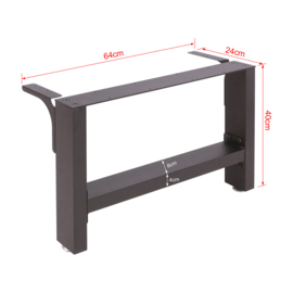 Tafelonderstel vierkant 64x40 cm zwart tafelpoten poedercoating.