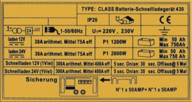 Accu-Lader - Class Booster 430, voor 12Volt & 24Volt