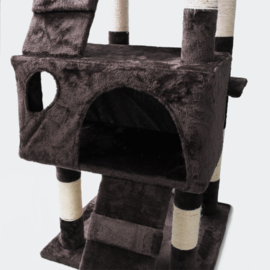 Katten Krabpaal; Grijs 170cm met kattenhuisjes, ladders & platforms