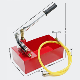 Vulpomp, testpomp 25bar voor verwarmingswater op zonne-energie.