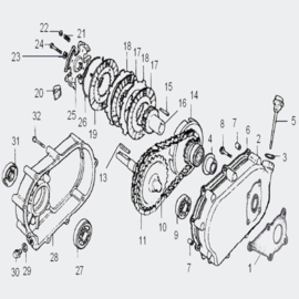 Koppeling (olie) voor Q1 motoren (20mm) 6,5pk