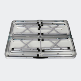 Aluminium koffertafel met 2 banken; 90x66x70 cm, opvouwbaar