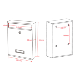 Brievenbus; Wandbrievenbus, Mailbox Type V10 antraciet