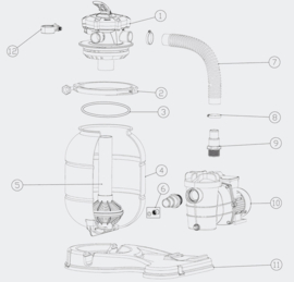 Externe Zwembad Zandfilter met zwembadpomp; 6.000 l/h