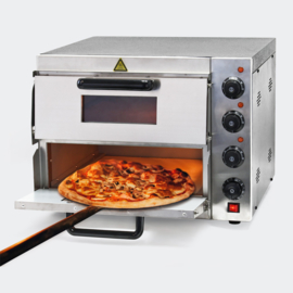 Dubbele pizzaoven met vuurvaste steen voor pizza uit de steenoven; 3000W.