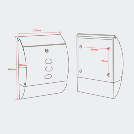 Design brievenbus, Muurbrievenbus met krantenvak, wit, Type V18