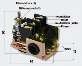 Mechanische drukschakelaar voor compressor - SK-2, 230V, Pressostaat