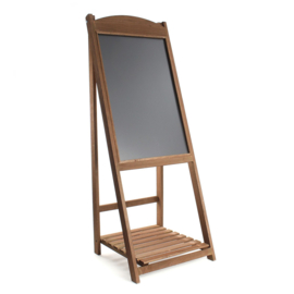 Houten krijtbord, stoepbord, welkomsbord 42x112 cm met bloemenplank.