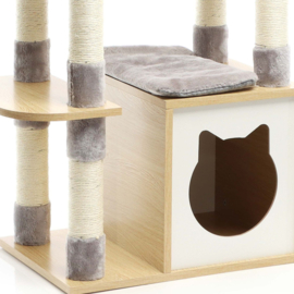 Fudajo krabpaal voor katten grijs sisal 126 cm.
