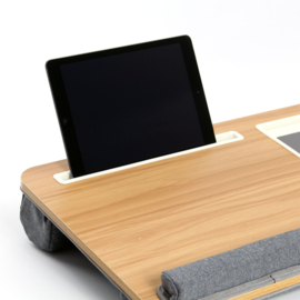 Toboli laptopkussen houtlook 55x36x8 cm, 17", muismat, telefoon, tablet.