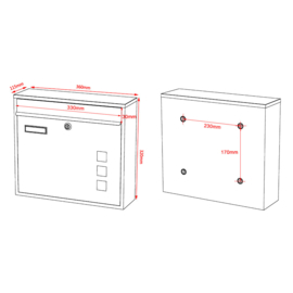 Brievenbus; Wandbrievenbus, Mailbox Type V12 zilver