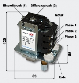 Mechanische drukschakelaar voor compressor - SK-22, 380V, Pressostaat