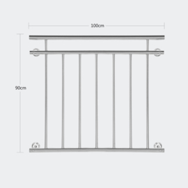Frans Balkonleuning/Hekwerk; roestvast staal 90x100cm.