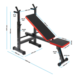 Inklapbare halterbank tot 230kg; vlakke trainingsbank.