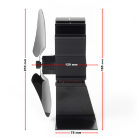 Kachelventilator 2 vleugels haardventilator zonder stroom, rond.